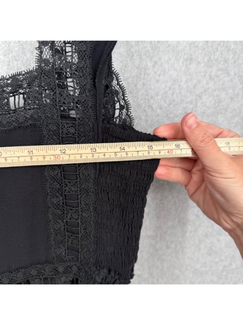 Free People Verona Lace Trim Mini Dress Size M Black Boho Summer Romantic Flirty - Picture 13 of 13